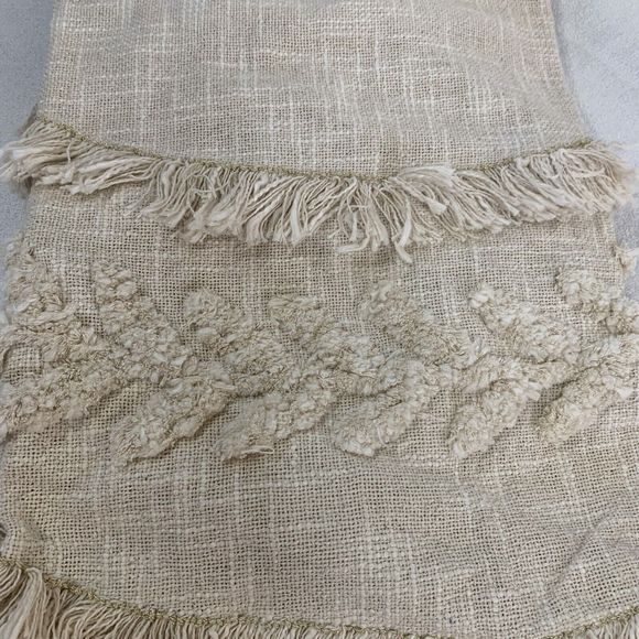 Christmas Tree Skirt Cotton Beige Handmade 48in Elegant Bottom Decor Tassle Trim - Picture 2 of 11